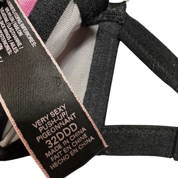 Victoria's Secret Very Sexy Push Up Pigeonant Bra 32DDD Hot Pink Gray Colorblock - Picture 8 of 14